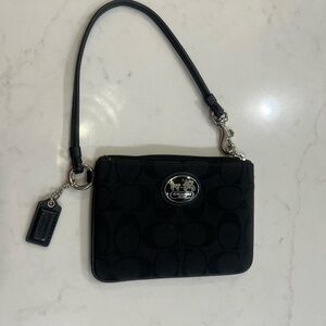 Coach Black Wristlet with Silver Logo